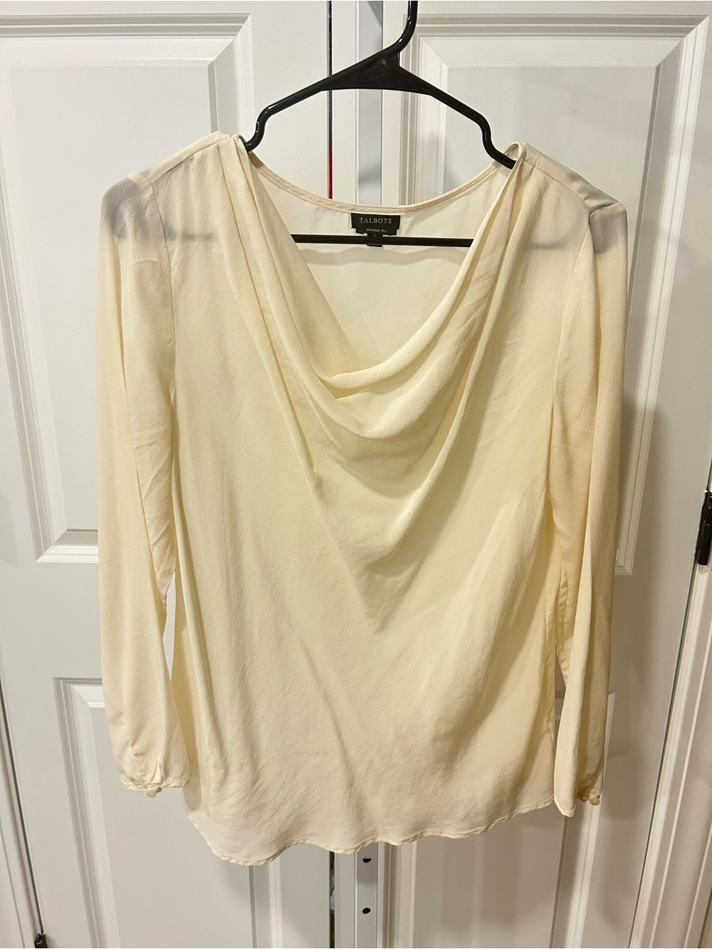 Talbots Ivory Cowl Neck SILK Blouse